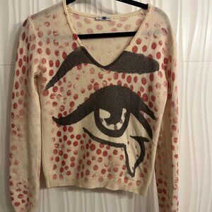 RARE Blue Area Sweater – Lichtenstein-Inspired Cashmere Art Knit – Sz S